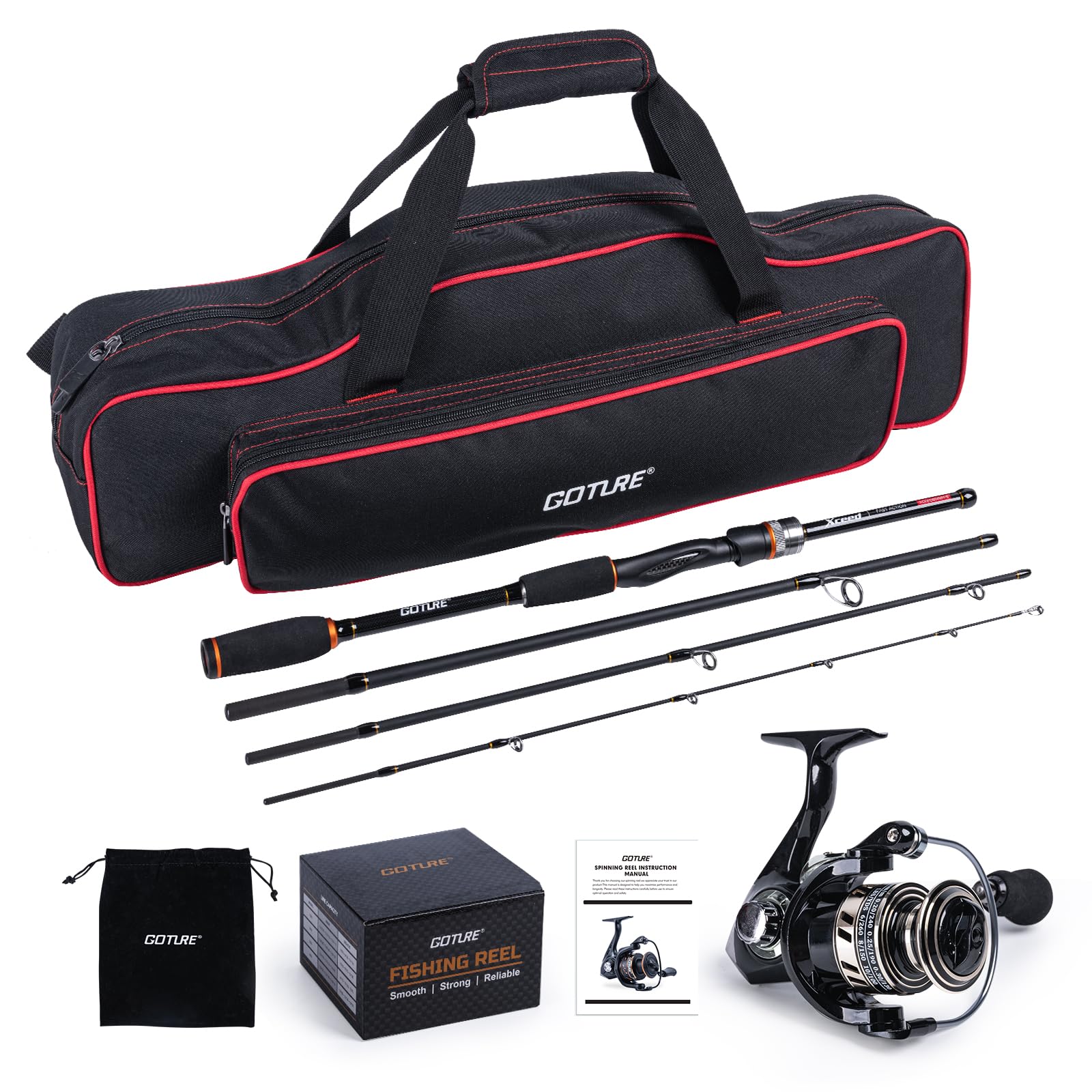 Fishing Rod Combo - Goture Portable Spinning Fishing Rod and