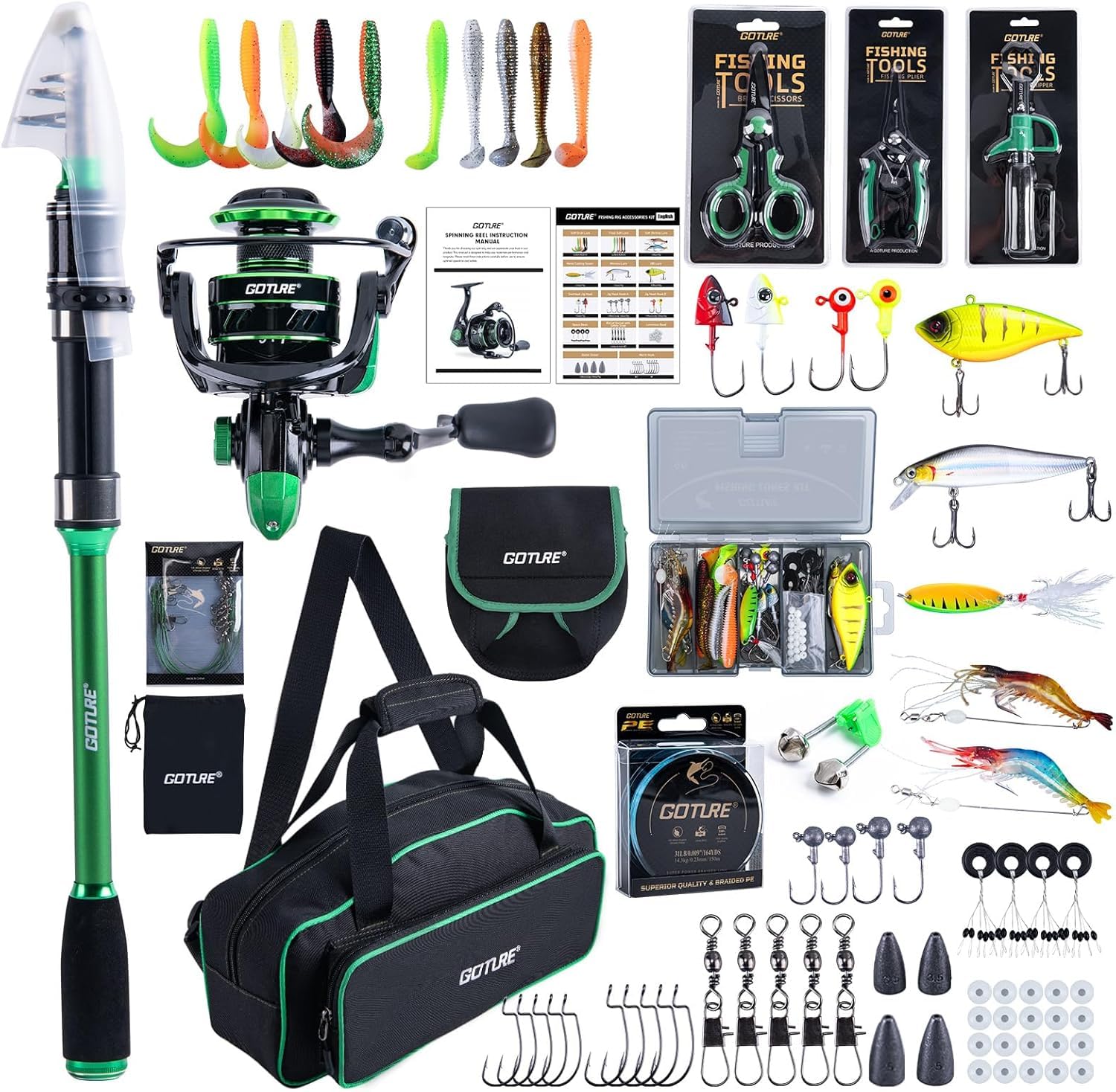 Fishing Rod Combo - Goture 1.8M-2.7M Carbon Telescopic Fishing Rod