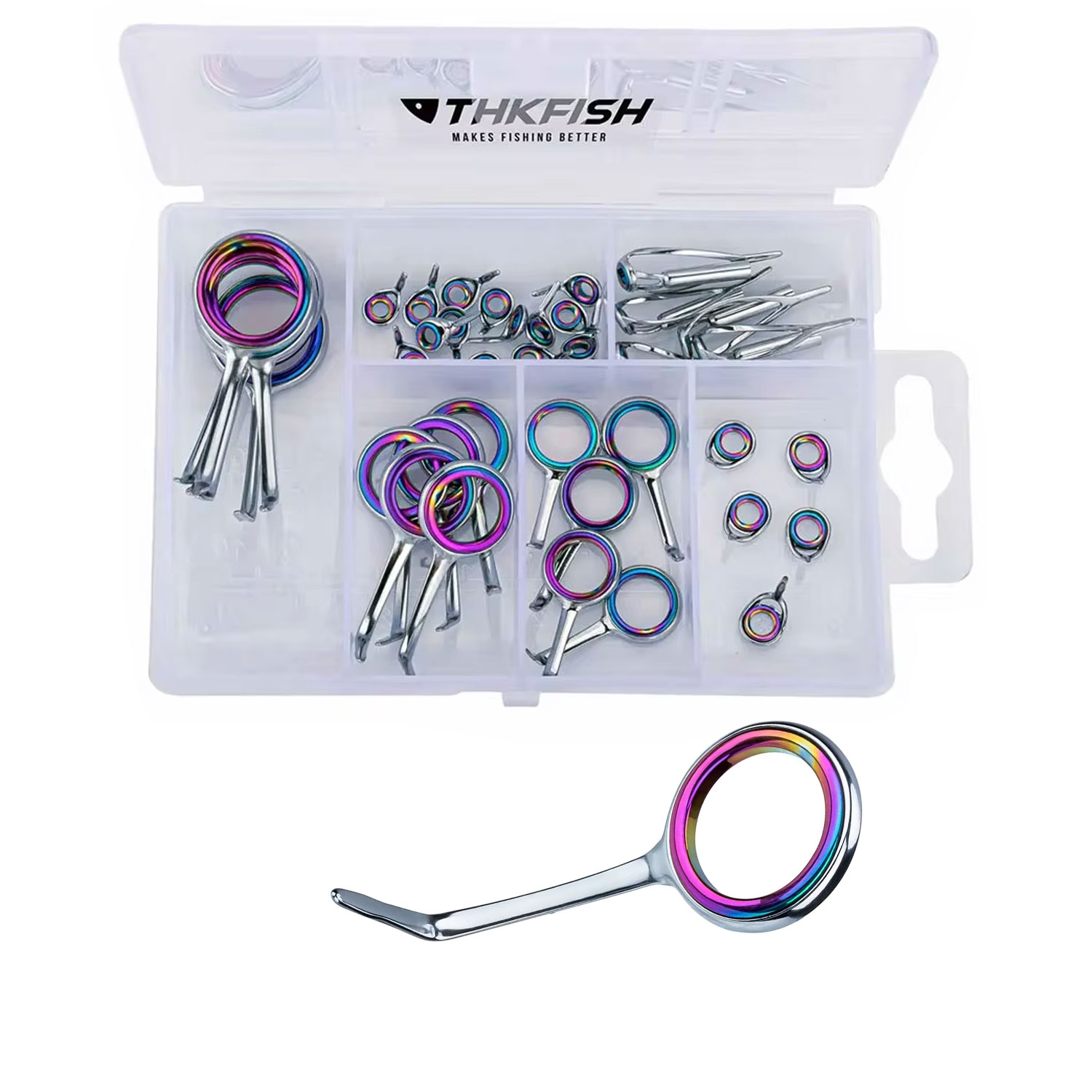 Fishing Rod Repair Kit - 40pcs Colorful Fishing Rod Guides Ring