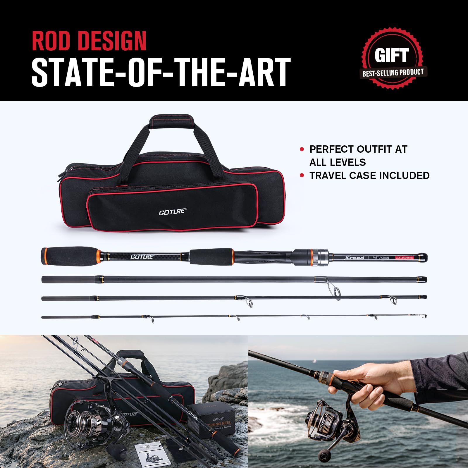 Goture Portable Spinning Fishi - Fishing Rod Combo ulasan dan harga