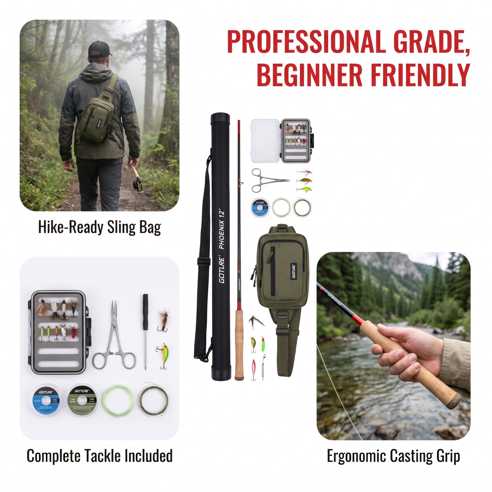 Goture 12FT 3.6M Tenkara Fly F - Fishing Rod Fly ulasan dan harga
