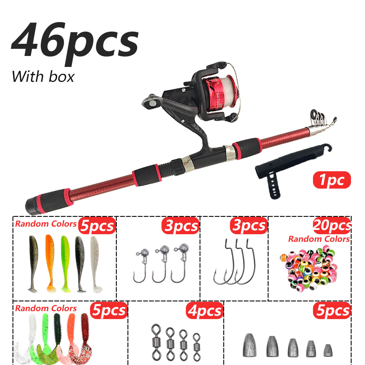 46Pcs Telescopic Fishing Rod R - Fishing Rod Combo ulasan dan harga